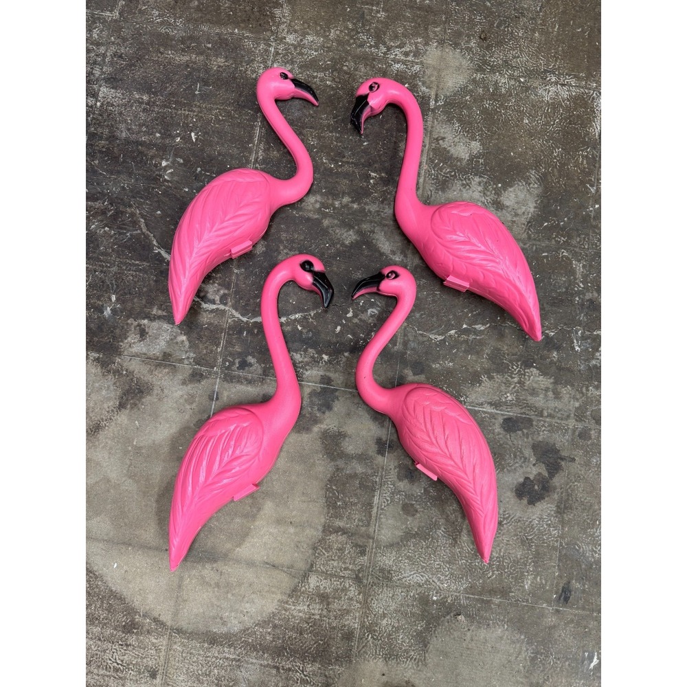 Vintage Blow Mold Pink Flamingos Yard Decor Lot of 4 No Legs
